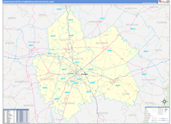 Lexington-Fayette Metro Area Wall Map Basic Style 2026